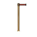 Montour Line Stanchion Belt Barrier Fixed Base Sat.Brass Post 7.5ftBlack/Rd HL Belt MX630F-SB-BRH-75